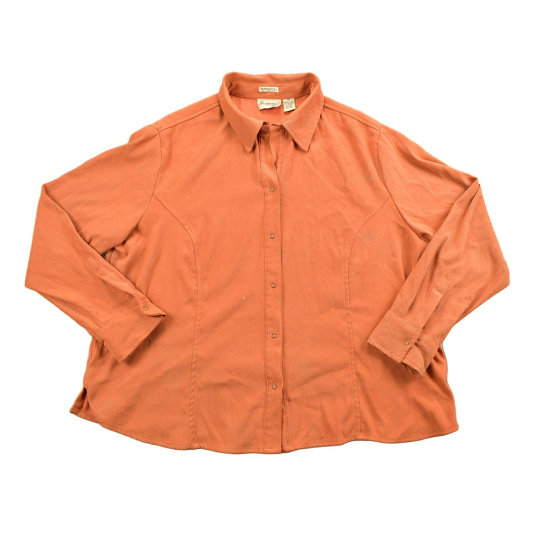 Vintage 1990s Blank Orange Button Up Shirt Men's Large from propervintagecanada