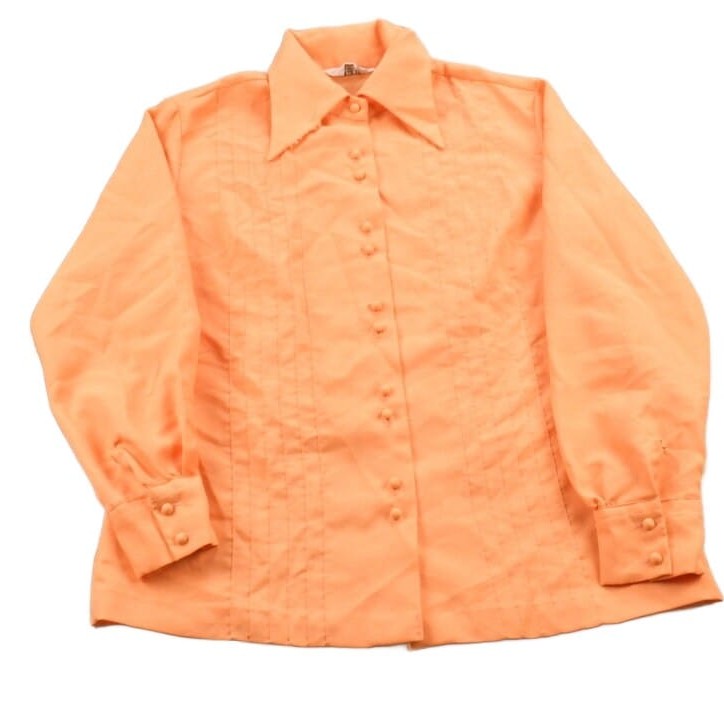 Vintage 1990s Blank Orange Button Up Shirt Men's Small from propervintagecanada