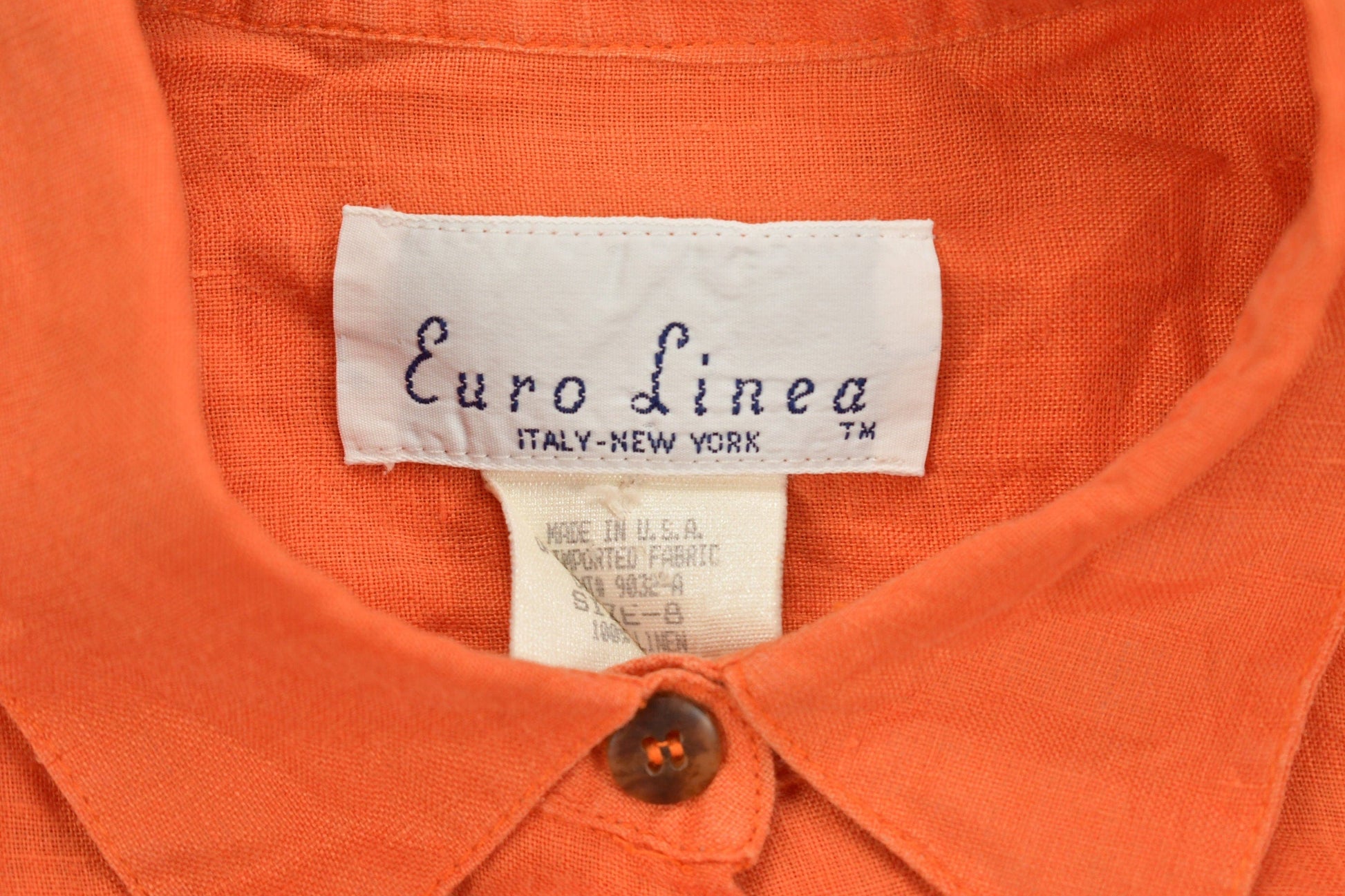 Vintage 1990s Blank Orange Button Up Shirt Women's Large from propervintagecanada