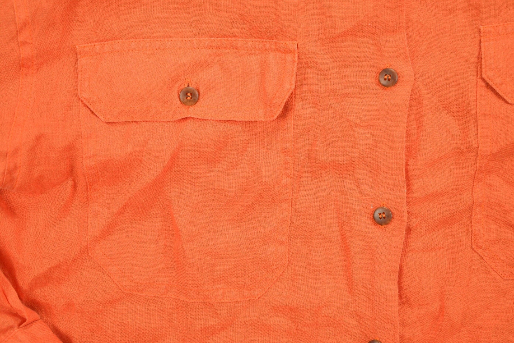 Vintage 1990s Blank Orange Button Up Shirt Women's Large from propervintagecanada
