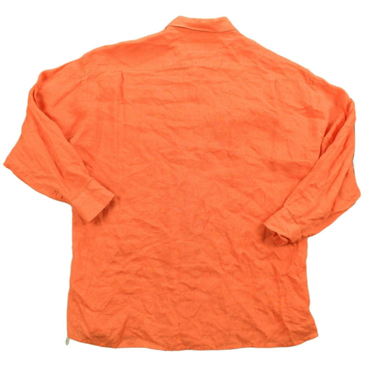 Vintage 1990s Blank Orange Button Up Shirt Women's Large from propervintagecanada