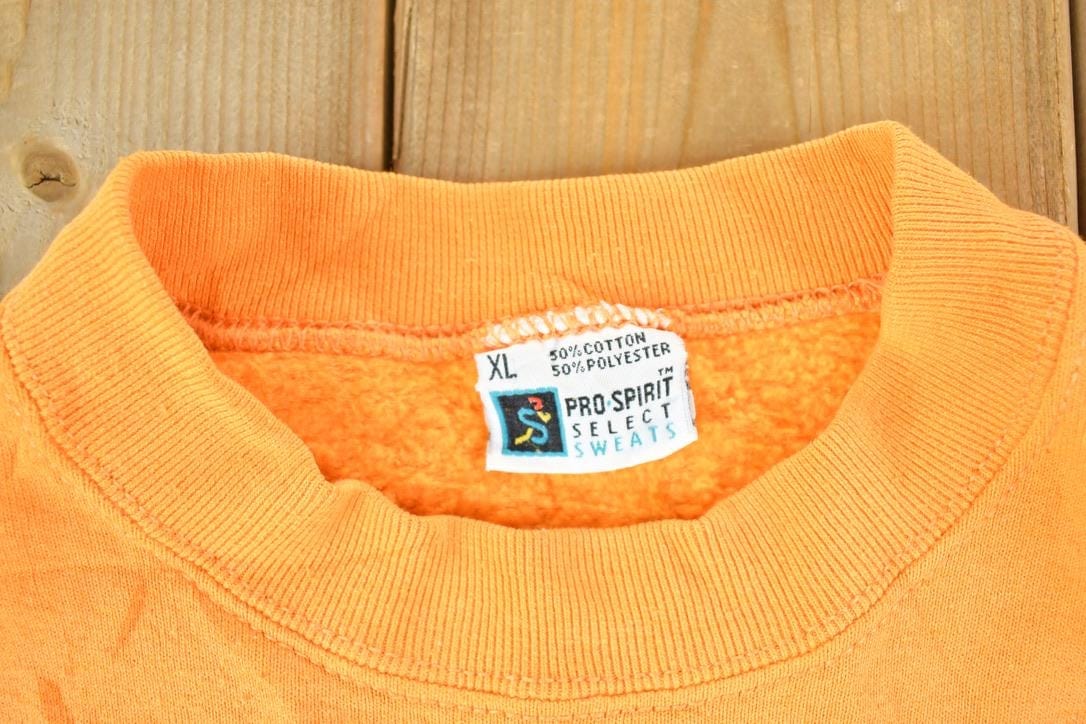 Vintage 1990s Blank Orange Heavyweight Crewneck Sweatshirt Made In USA Men's XL from propervintagecanada