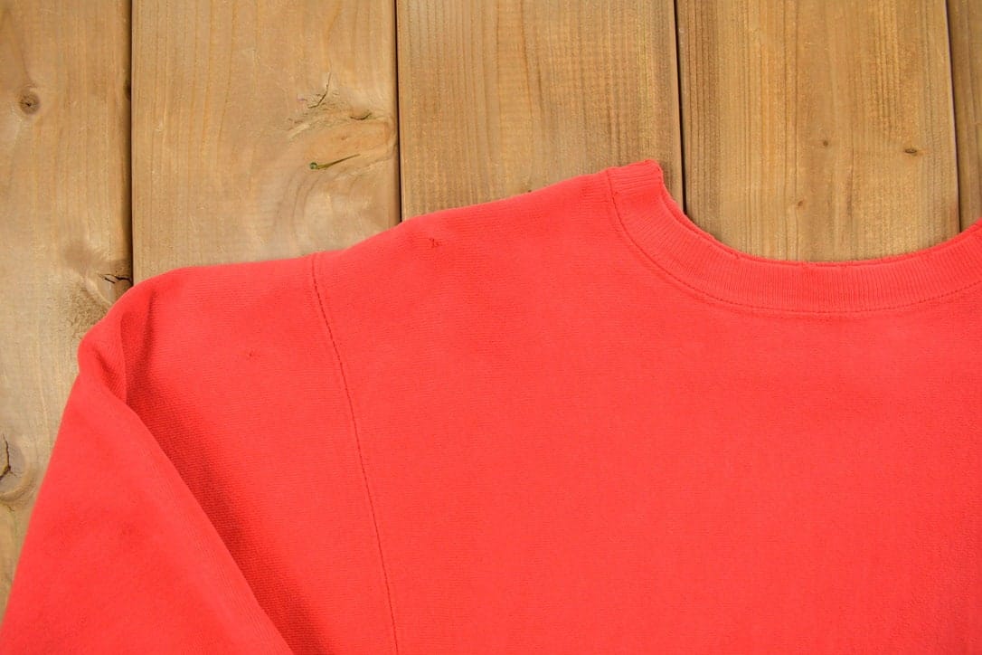 Vintage 1990s Blank Red Champion Reverse Weave Crewneck Men's Large from propervintagecanada