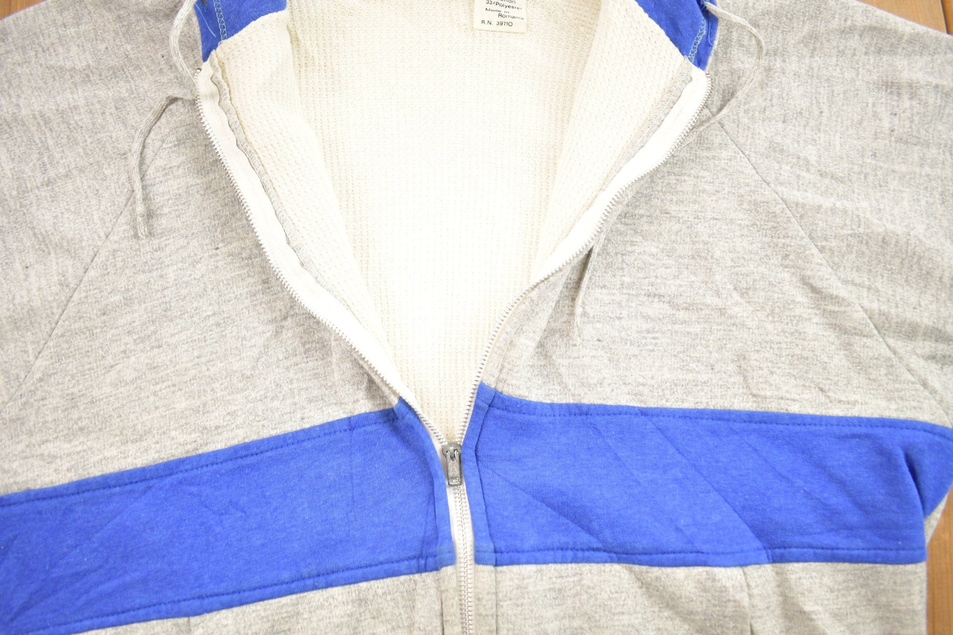 Vintage 1990s Blank Thermal Lined Hoodie Men's XL from propervintagecanada