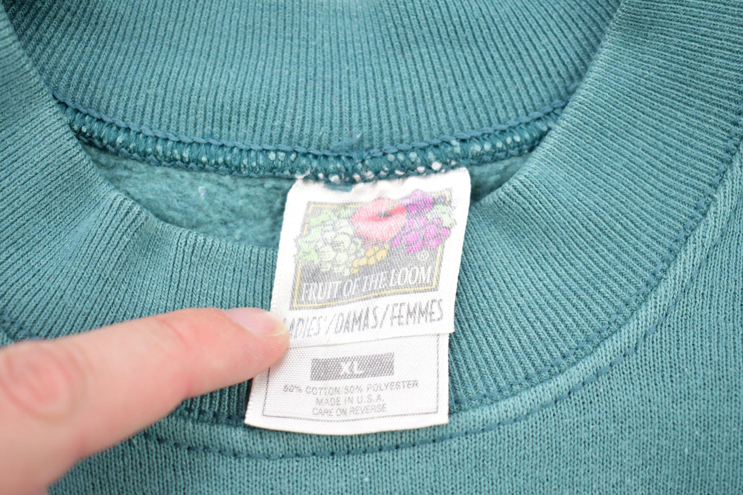 Vintage 1990s Blank Turquoise Crewneck Sweatshirt Men's Medium from propervintagecanada