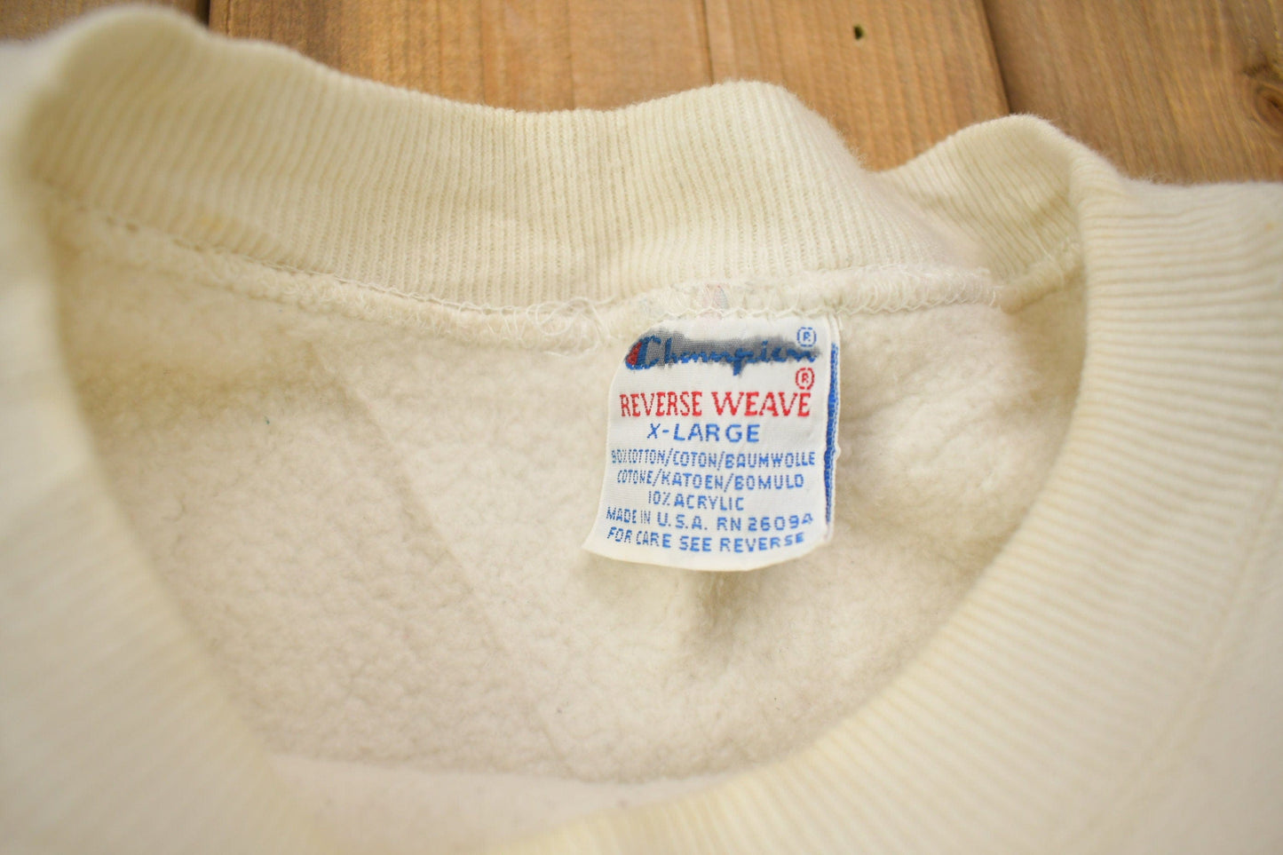 Vintage 1990s Blank White Champion Reverse Weave Crewneck Men's Large from propervintagecanada