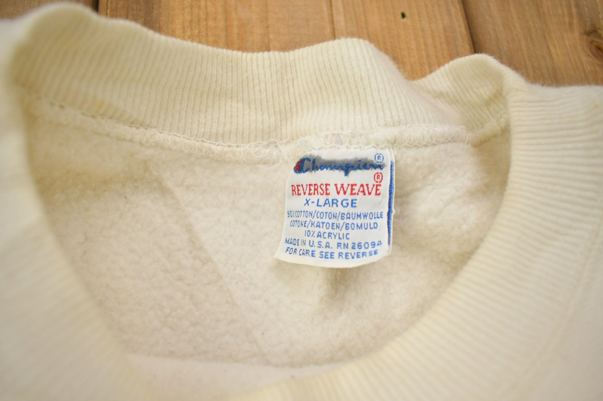 Vintage 1990s Blank White Champion Reverse Weave Crewneck Men's Large from propervintagecanada