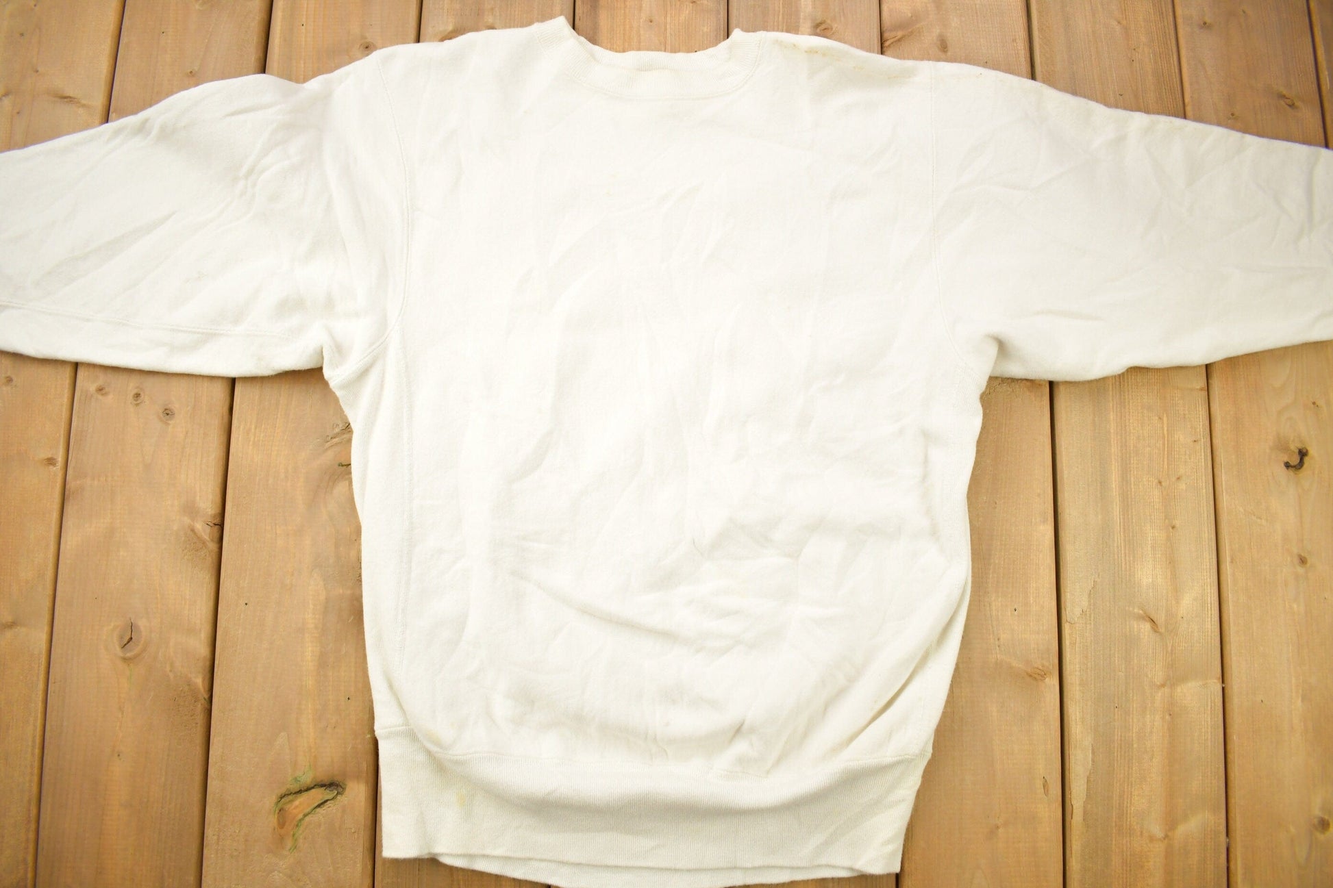 Vintage 1990s Blank White Champion Reverse Weave Crewneck Men's Large from propervintagecanada