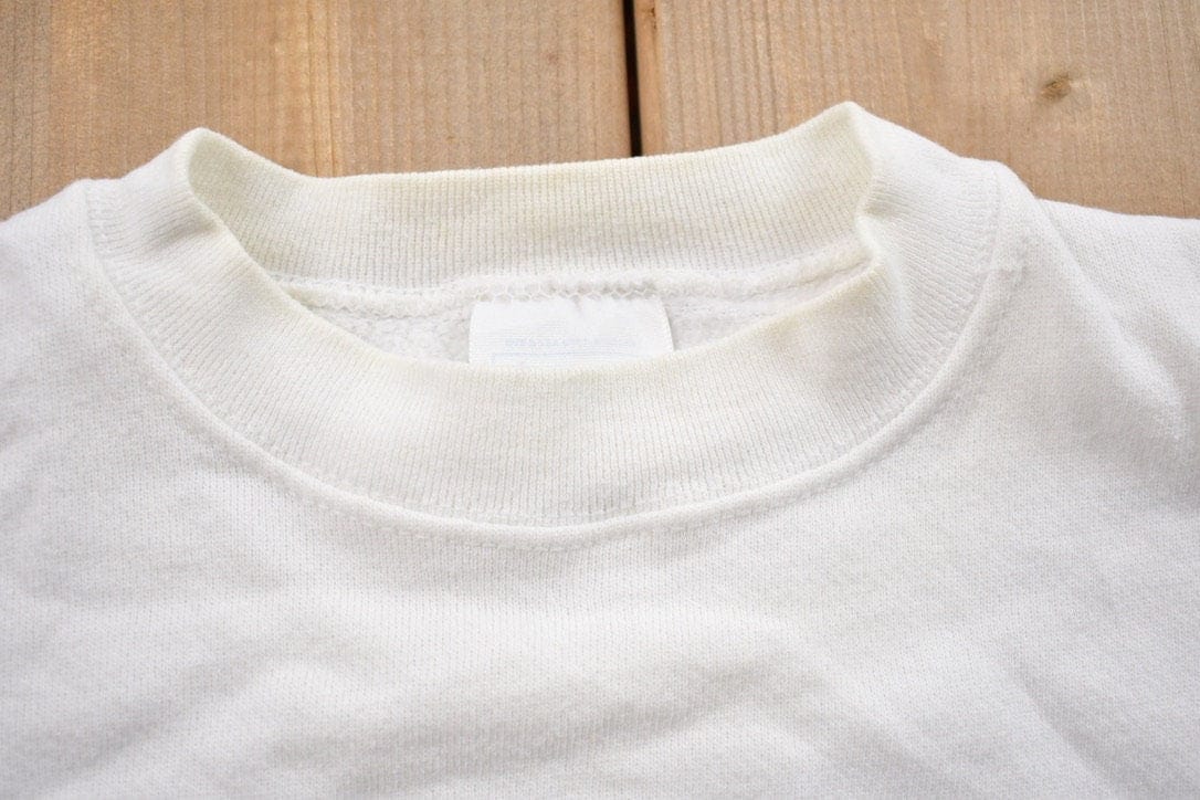 Vintage 1990s Blank White Crewneck Sweatshirt Men's Medium from propervintagecanada