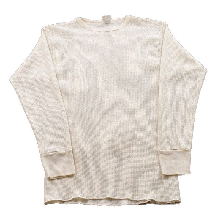 Vintage 1990s Blank White Thermal Crewneck Sweatshirt Men's 2XS from propervintagecanada