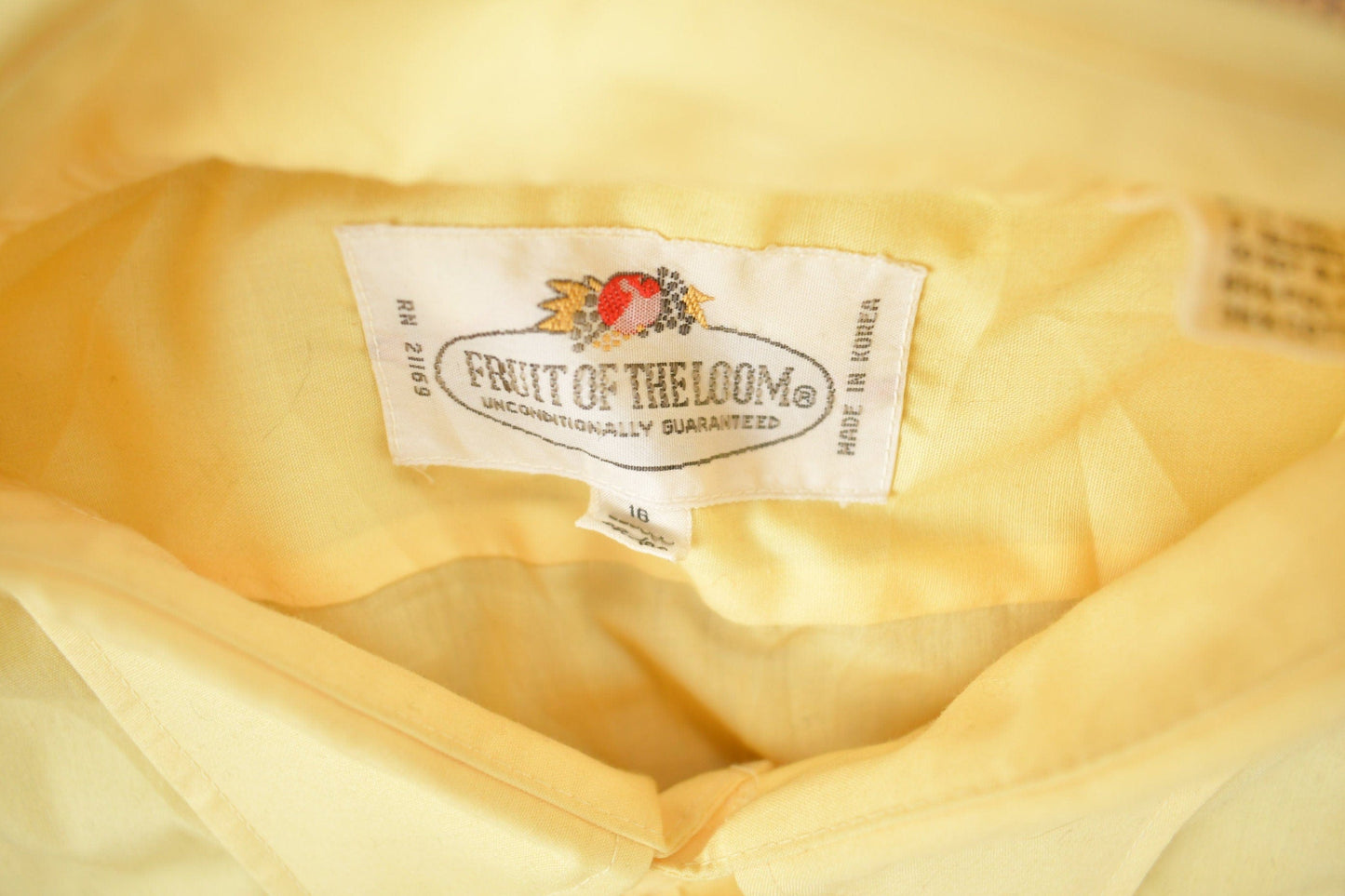 Vintage 1990s Blank Yellow Fruit Of The Loom Button Up Shirt Men's L from propervintagecanada
