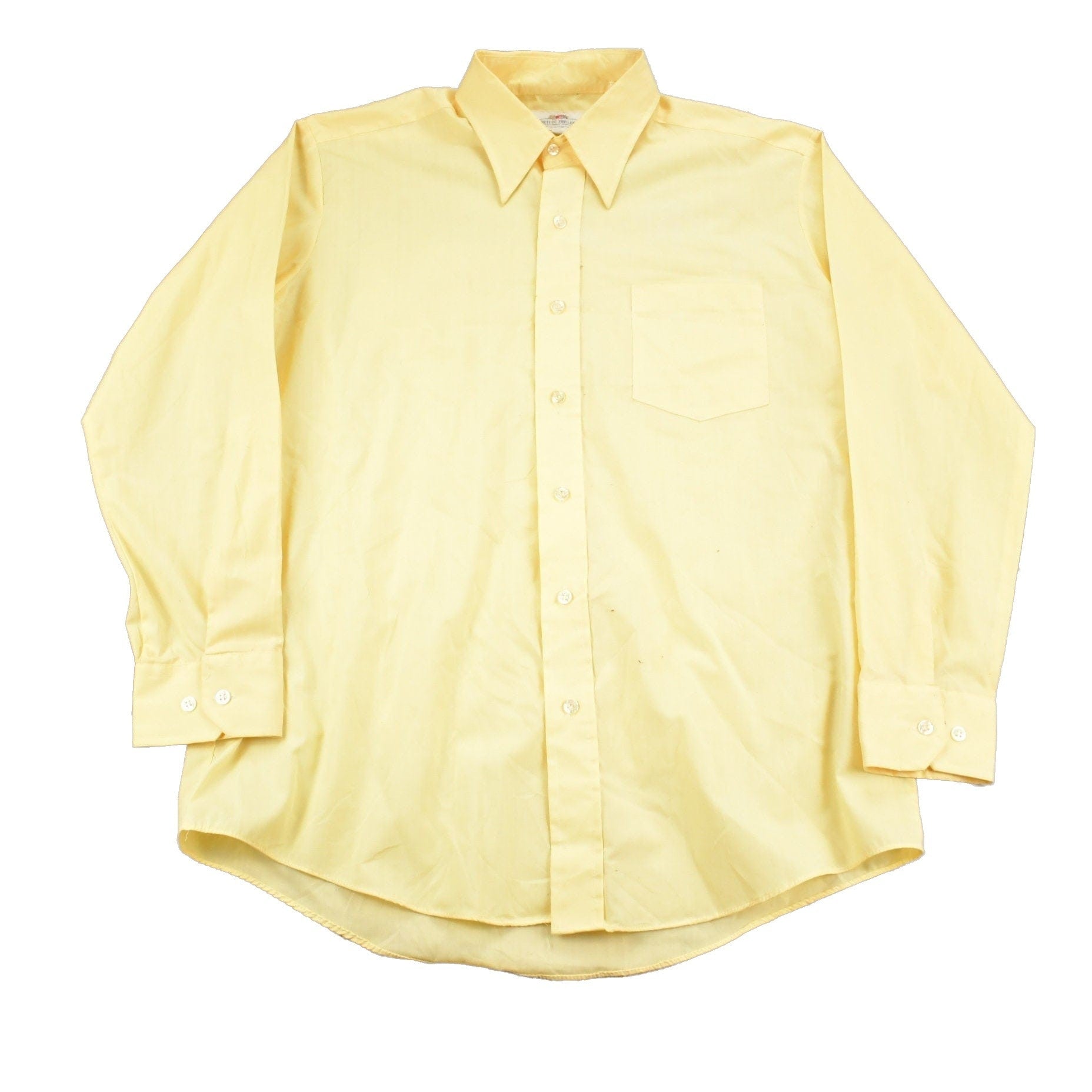 Vintage 1990s Blank Yellow Fruit Of The Loom Button Up Shirt Men's L from propervintagecanada