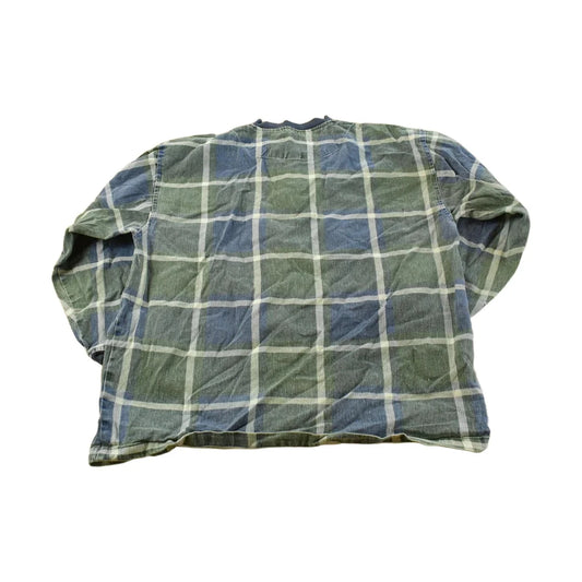 Vintage 1990s Blazer Plaid Henley Long Sleeve Shirt Men's Size M from propervintagecanada