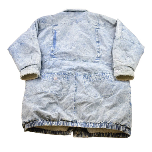 Vintage 1990s Blue Creek Acid Wash Denim Full Length Jean Jacket from propervintagecanada
