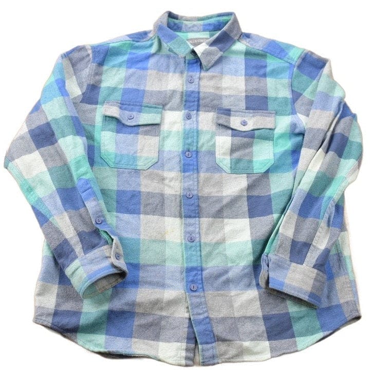 Vintage 1990s Blue Flannel Plaid Button Up Western Shirt Men's Large from propervintagecanada