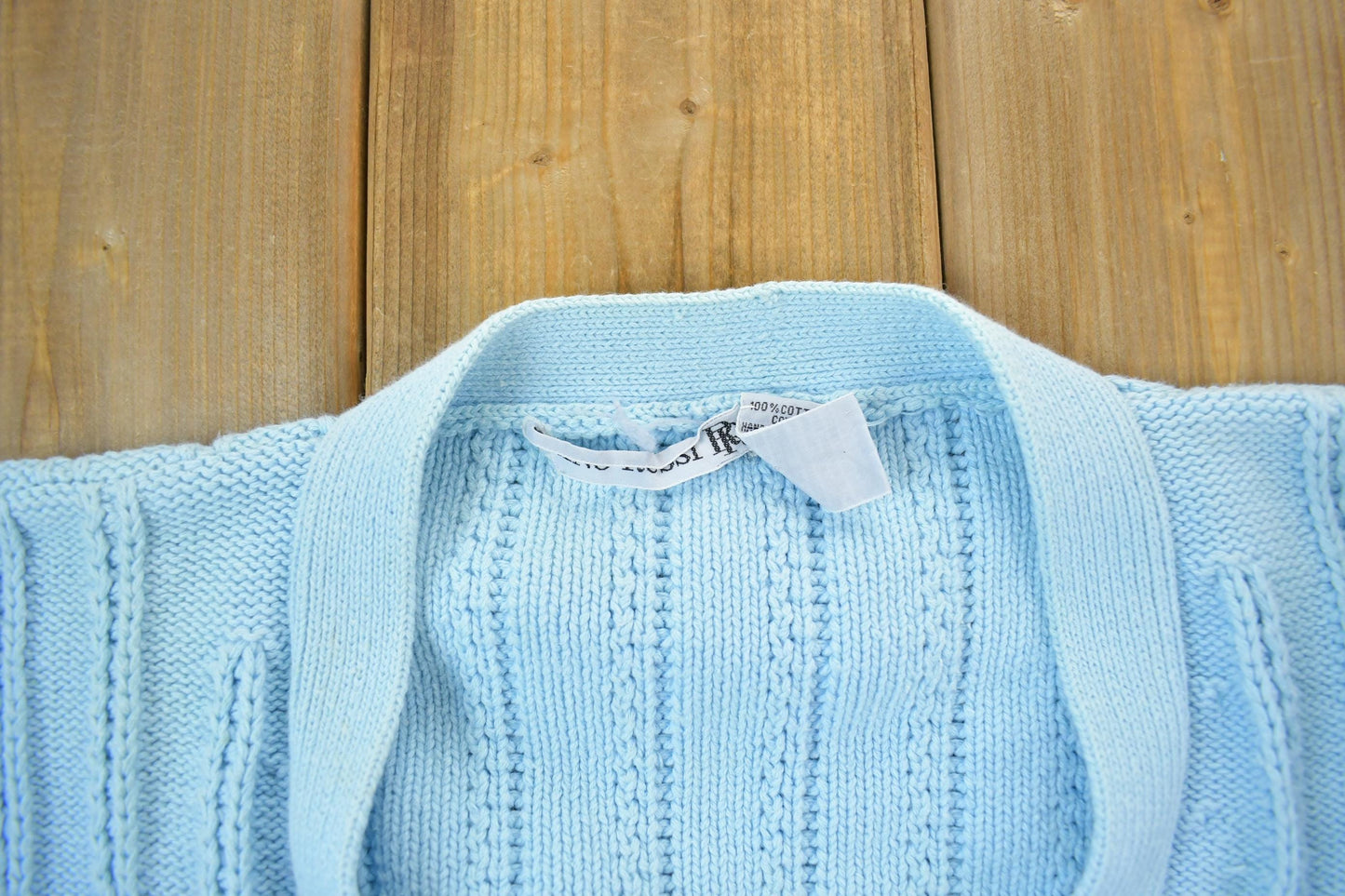Vintage 1990s Blue Knit Button Up Cardigan Sweater Women's M from propervintagecanada