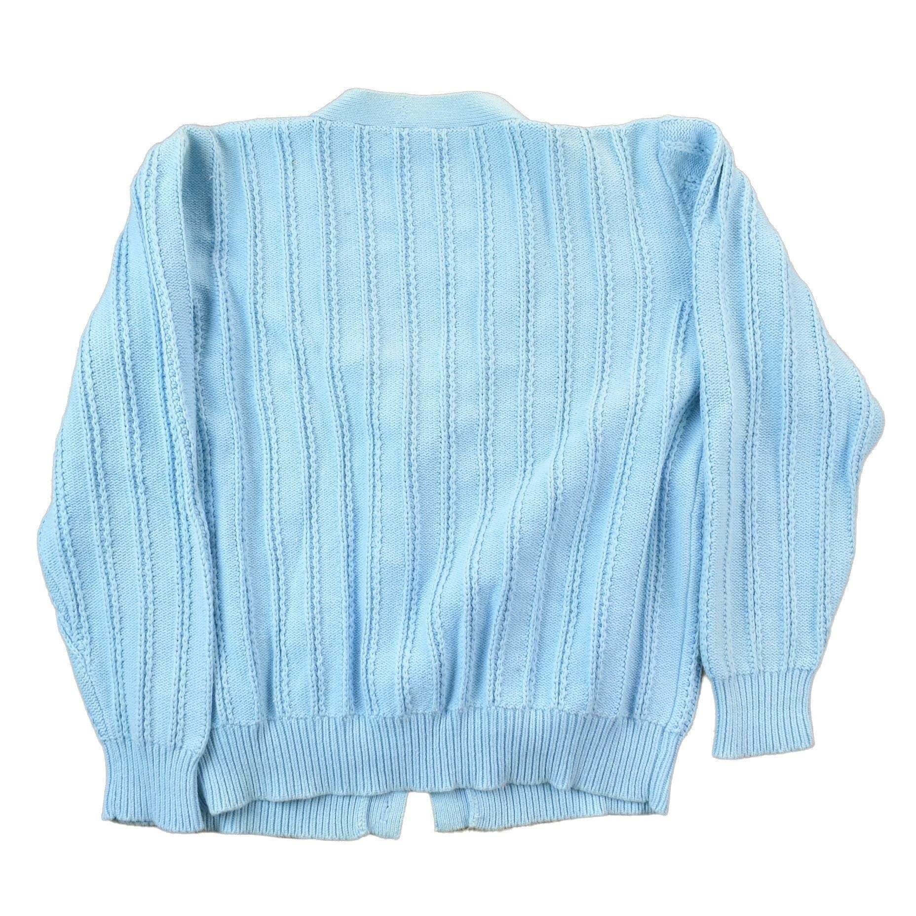 Vintage 1990s Blue Knit Button Up Cardigan Sweater Women's M from propervintagecanada