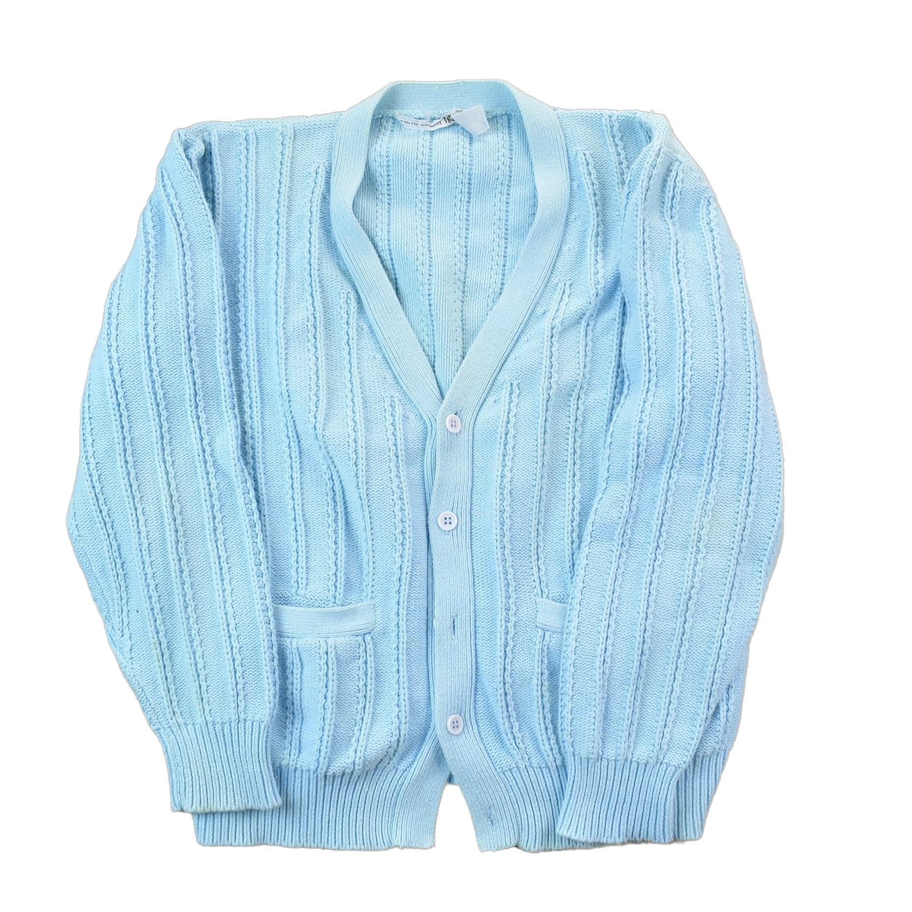 Vintage 1990s Blue Knit Button Up Cardigan Sweater Women's M from propervintagecanada