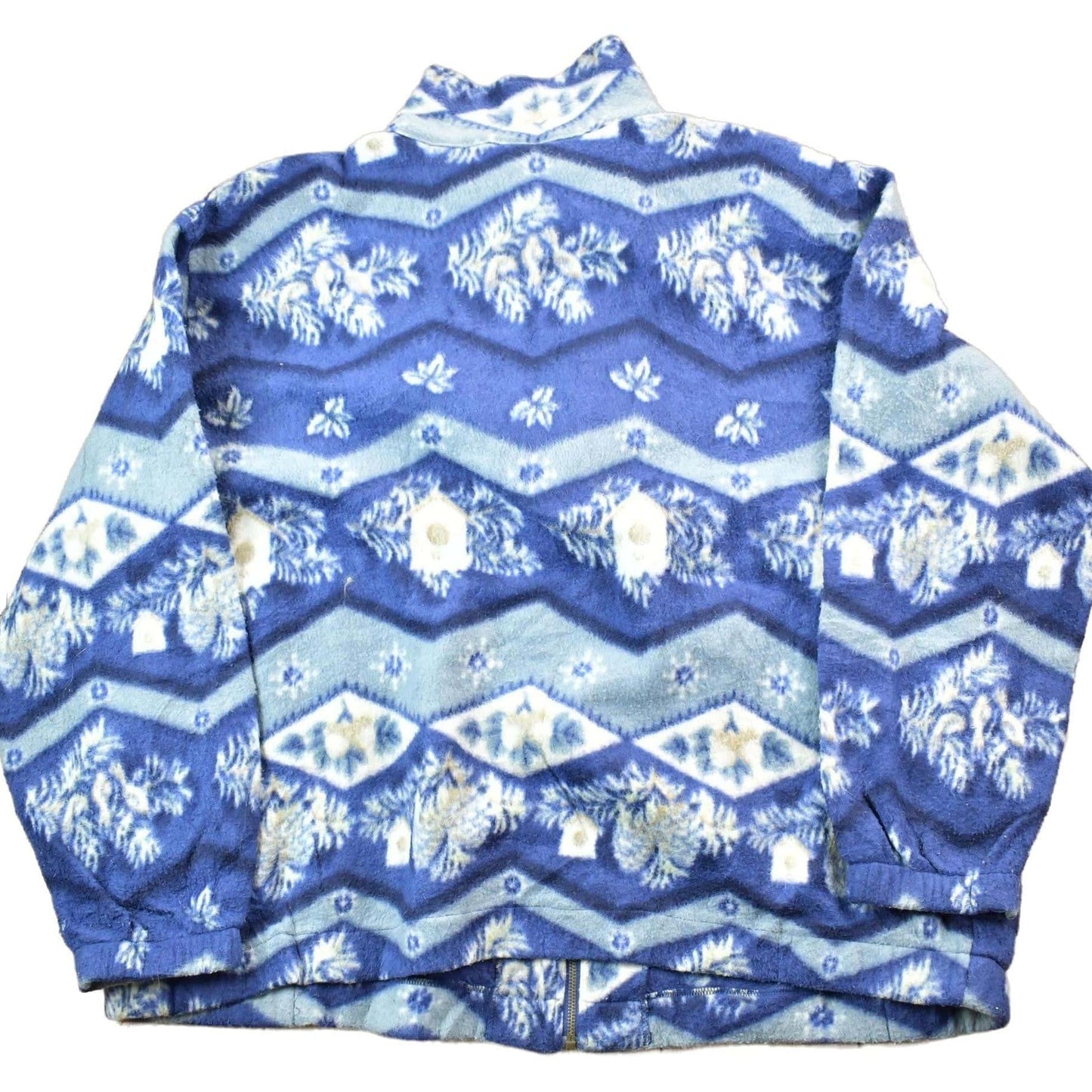 Vintage 1990s Blue Pattern Fleece Sweater Men's XL from propervintagecanada