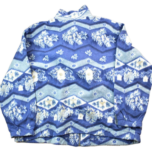 Vintage 1990s Blue Pattern Fleece Sweater Men's XL from propervintagecanada