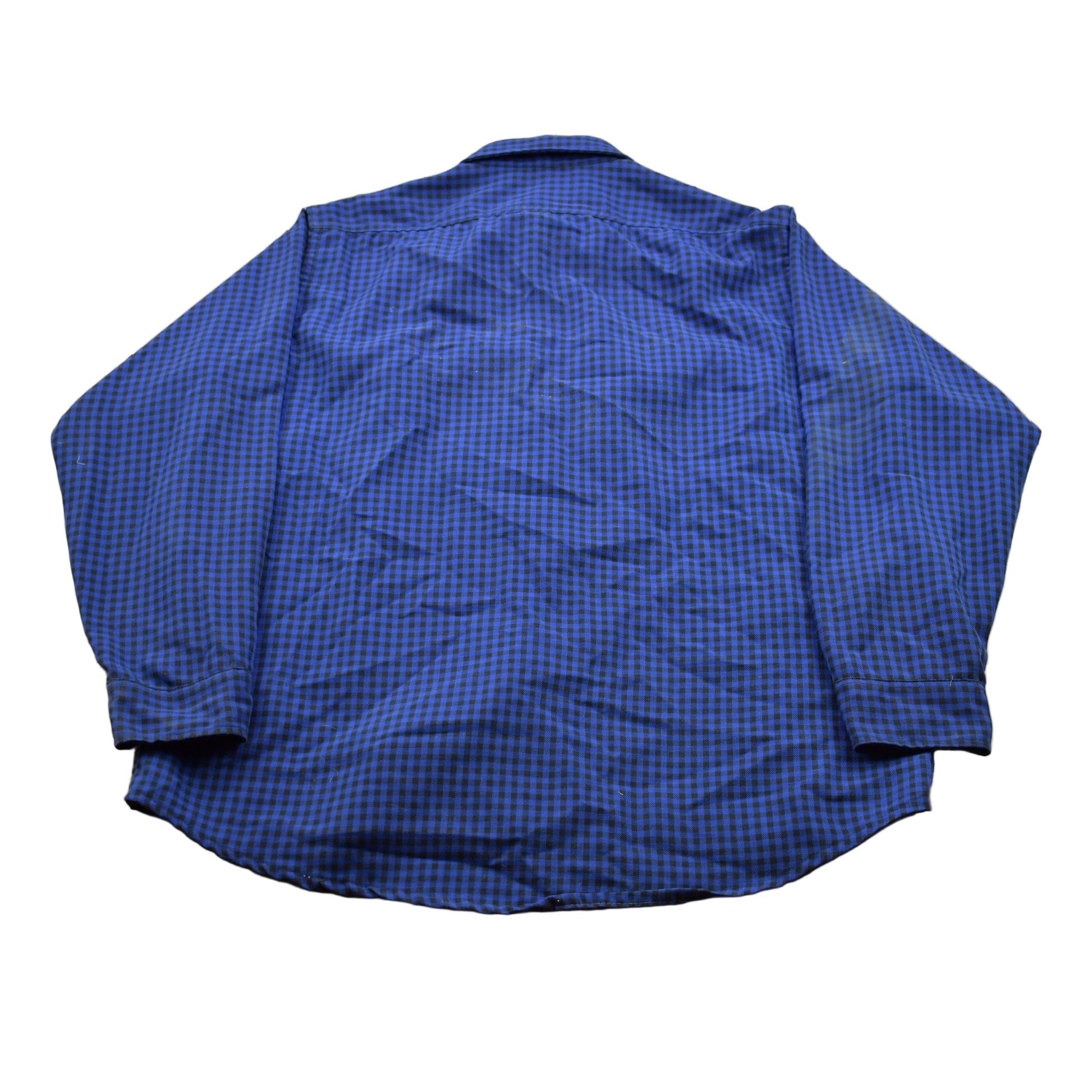 Vintage 1990s Blue Plaid Flannel Button Up Shirt Men's XL from propervintagecanada