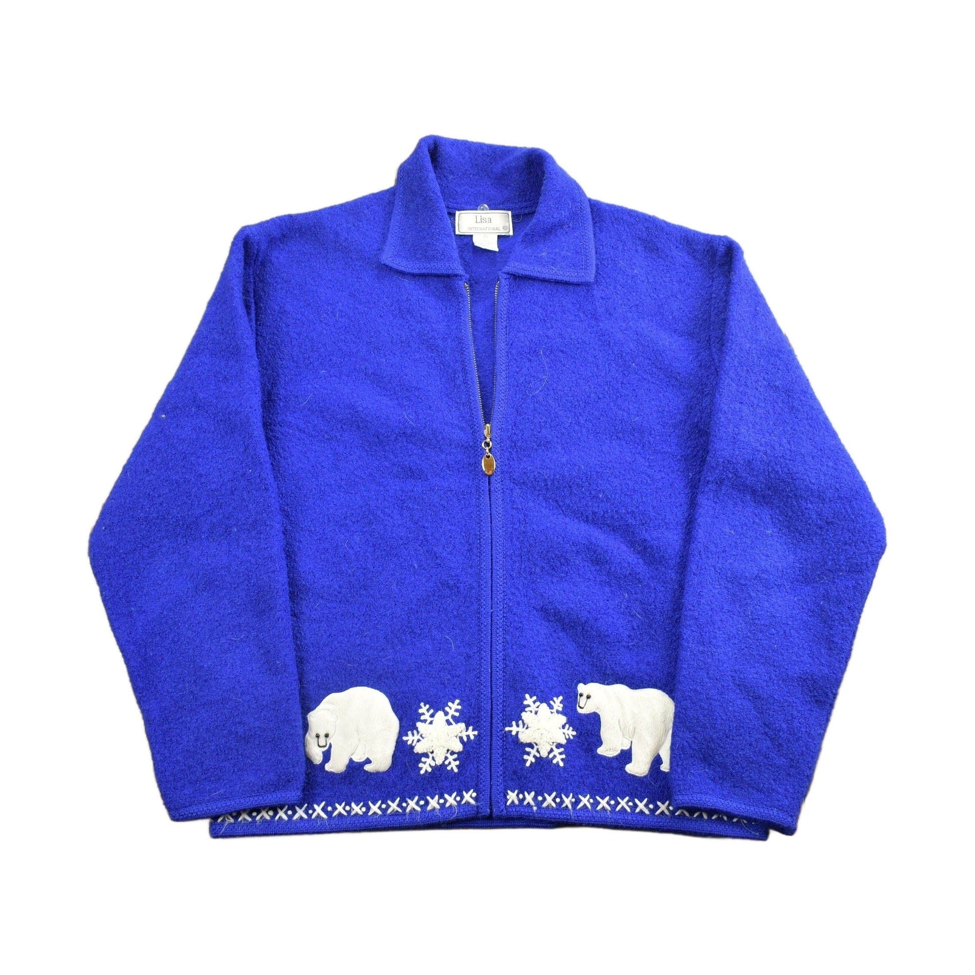 Vintage 1990s Blue Polar Bear Fleece Sweater Women's M from propervintagecanada