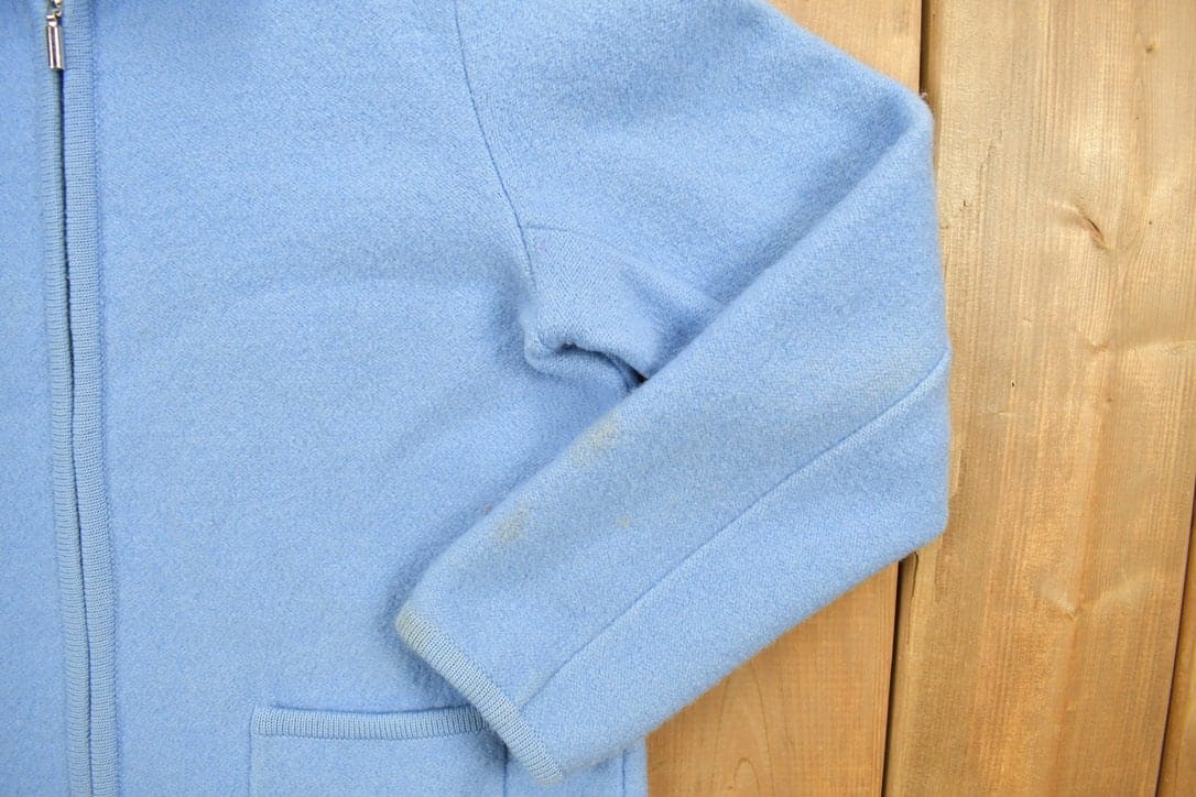 Vintage 1990s Blue Women's Zip Up Knit Light Sweater Jacket Women's Small from propervintagecanada