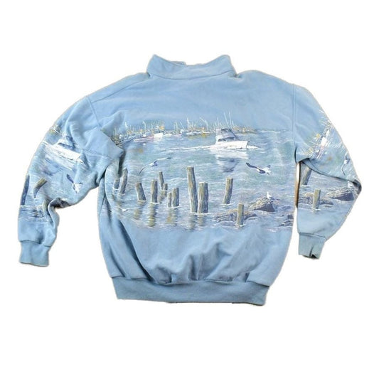 Vintage 1990s Boating AOP Crewneck Sweatshirt Made In USA Men's XL from propervintagecanada
