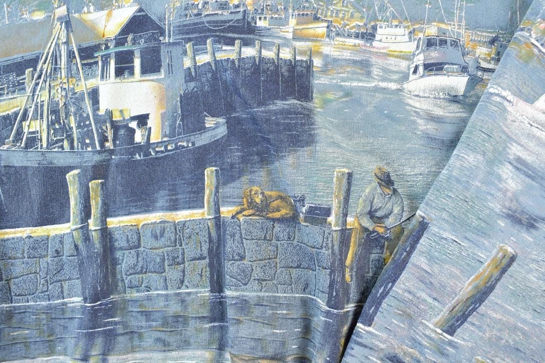 Vintage 1990s Boating AOP Crewneck Sweatshirt Made In USA Men's XL from propervintagecanada