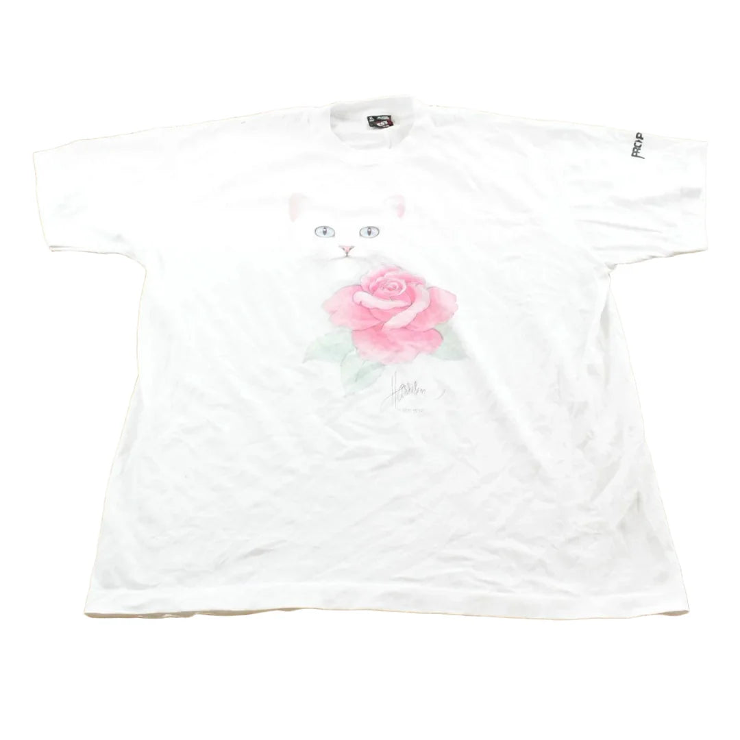 Vintage 1990s Bob Harrison Cat Rose T-Shirt Mens Men's XL from propervintagecanada