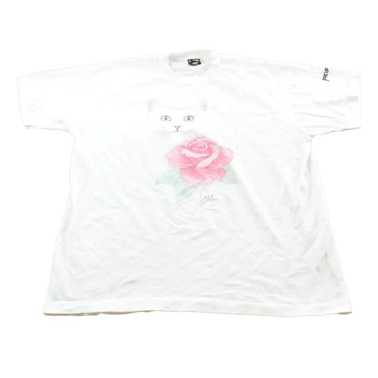 Vintage 1990s Bob Harrison Cat Rose T-Shirt Mens Men's XL from propervintagecanada