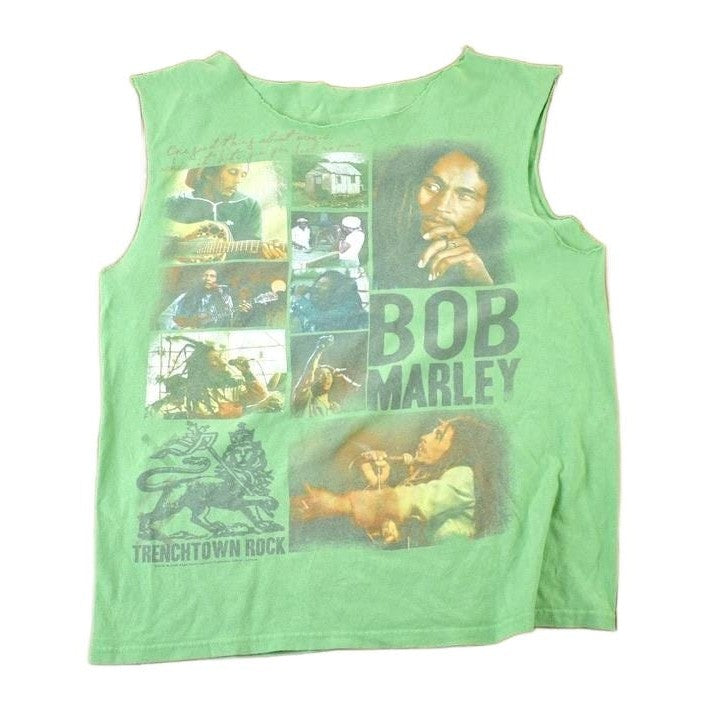 Vintage 1990s Bob Marley Trenchtown Rock Souvenir Single Stitch Graphic Print Tank Top Made In USA Men's Small from propervintagecanada