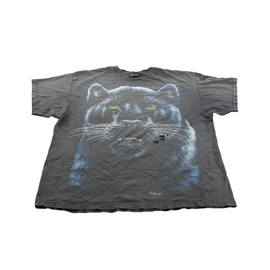 Vintage 1990s Bobby G's Black Panther Graphic T-Shirt Men's 2XL from propervintagecanada