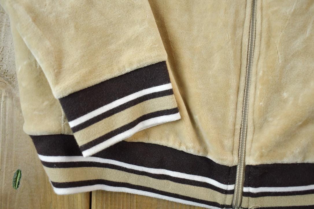 Vintage 1990s Boca Authentic Velour Souvenir Full Zip Crewneck Sweatshirt Made In USA Men's Large from propervintagecanada