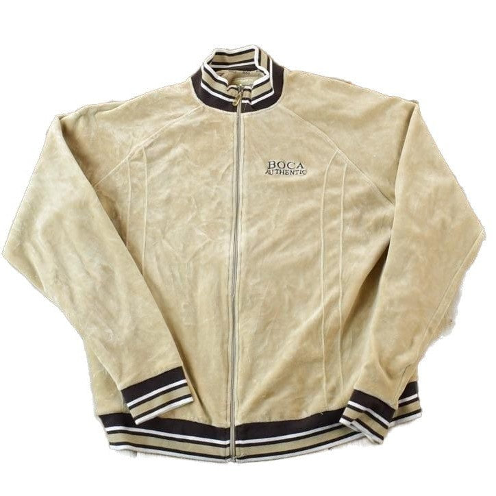 Vintage 1990s Boca Authentic Velour Souvenir Full Zip Crewneck Sweatshirt Made In USA Men's Large from propervintagecanada