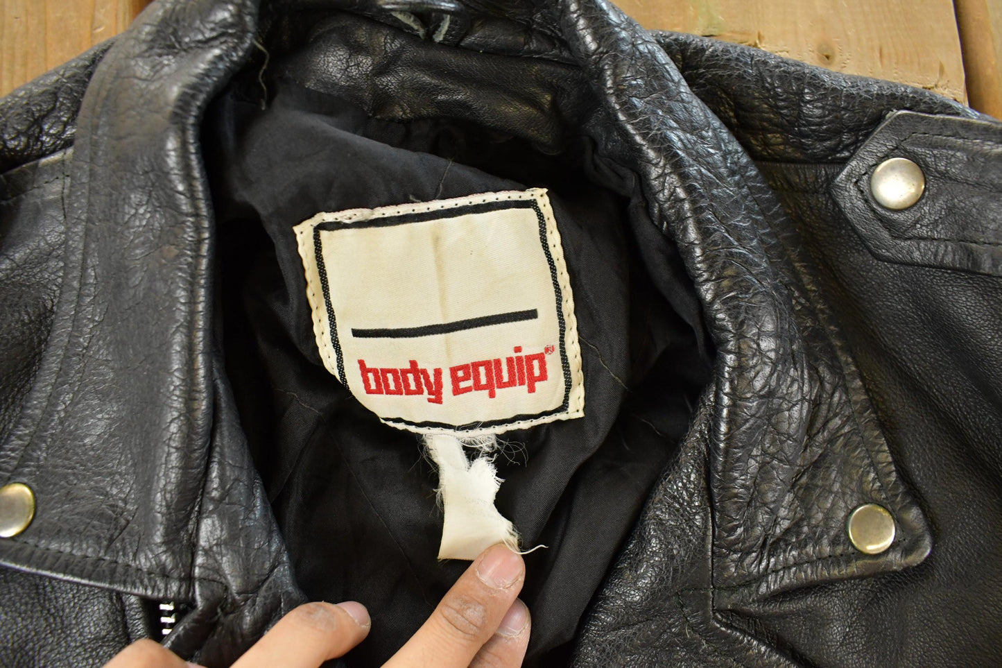 Vintage 1990s Body Equip. Leather Biker Jacket Men's Medium from propervintagecanada