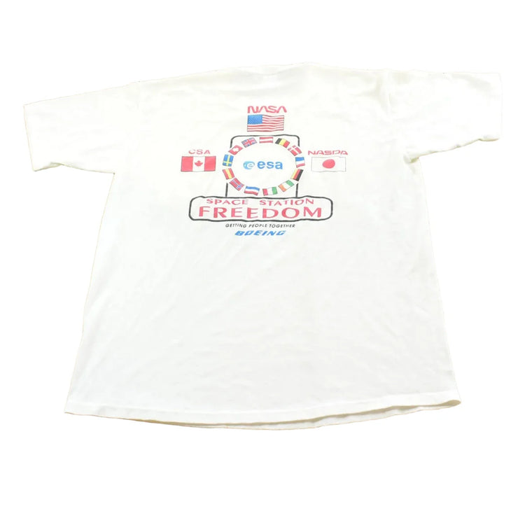 Vintage 1990s Boeing Nasa Space Station Graphic T Shirt Mens L from propervintagecanada