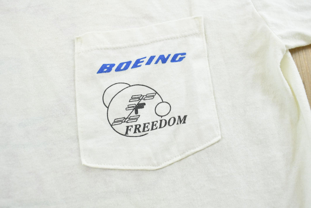 Vintage 1990s Boeing Nasa Space Station Graphic T Shirt Mens L from propervintagecanada