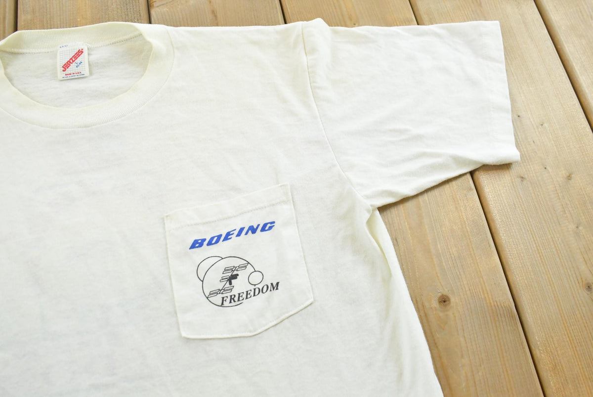 Vintage 1990s Boeing Nasa Space Station Graphic T Shirt Mens L from propervintagecanada