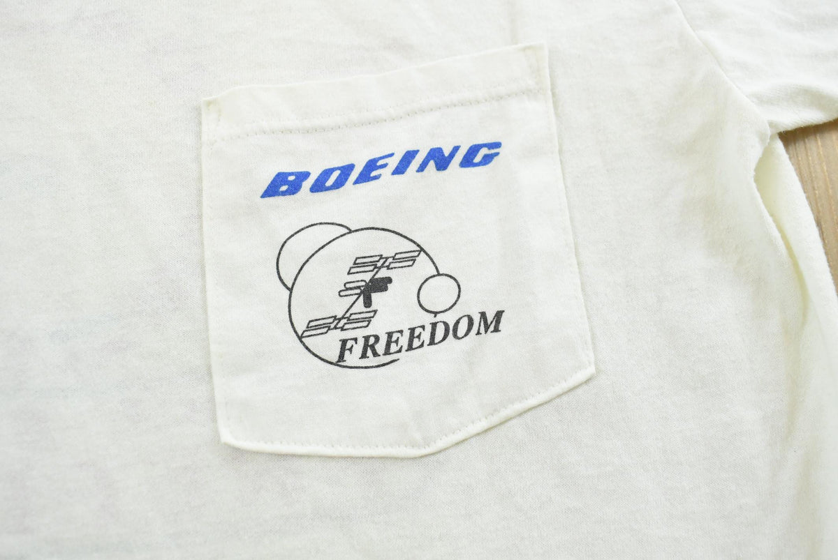 Vintage 1990s Boeing Nasa Space Station Graphic T Shirt Mens L from propervintagecanada