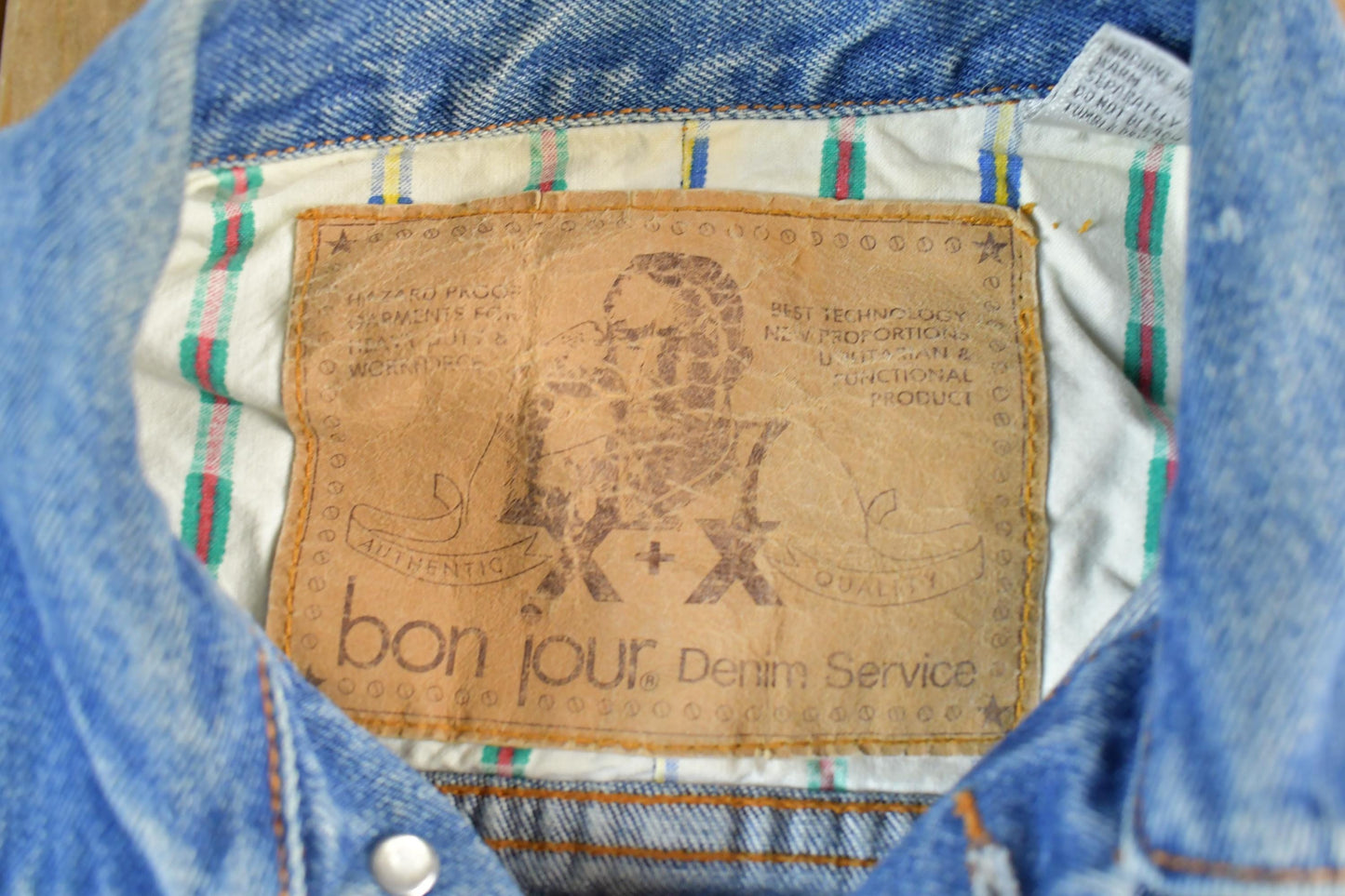 Vintage 1990s Bon Jour Denim Jean Trucker Jacket Men's Medium from propervintagecanada