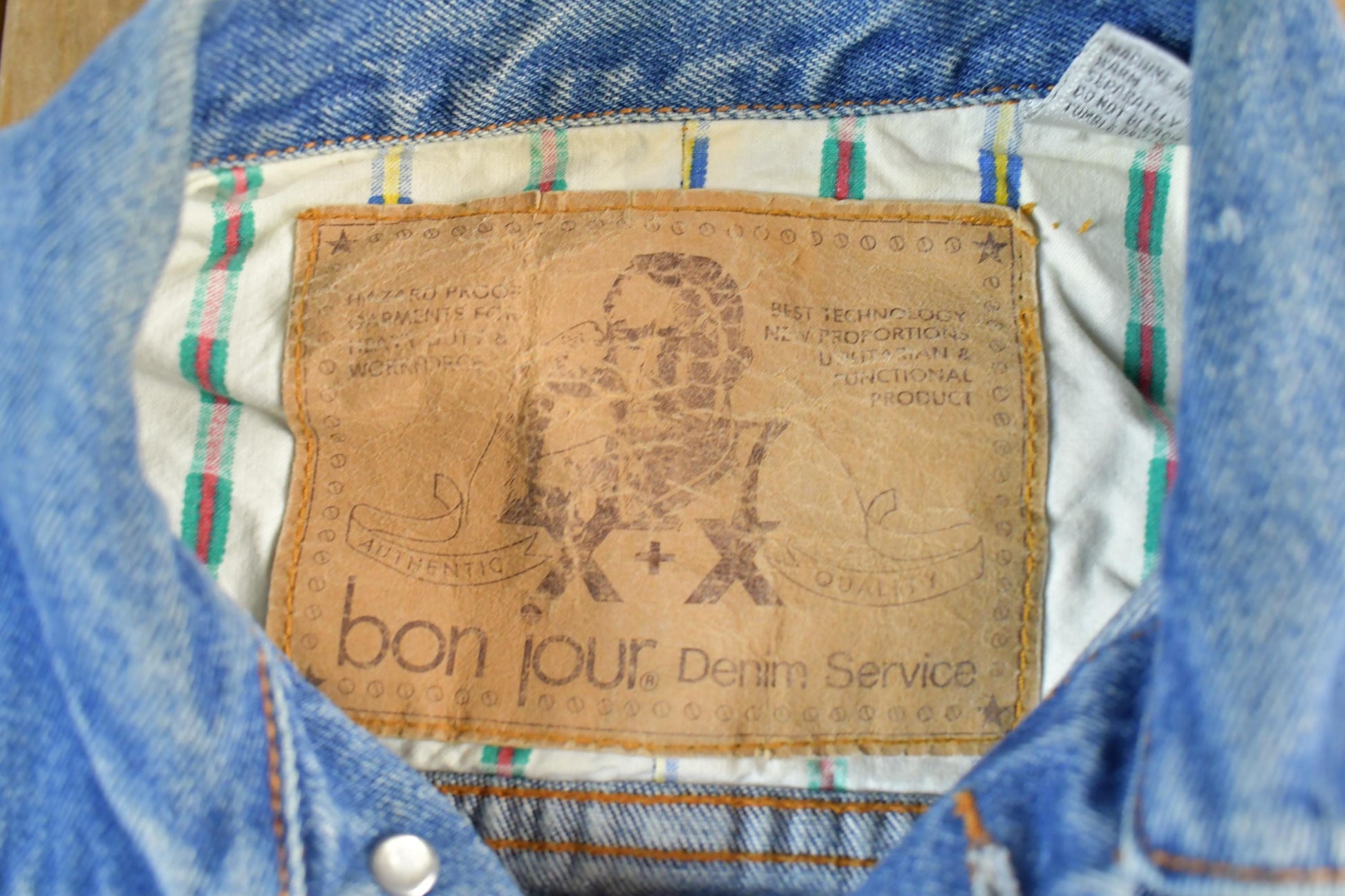Vintage 1990s Bon Jour Denim Jean Trucker Jacket Men's Medium from propervintagecanada