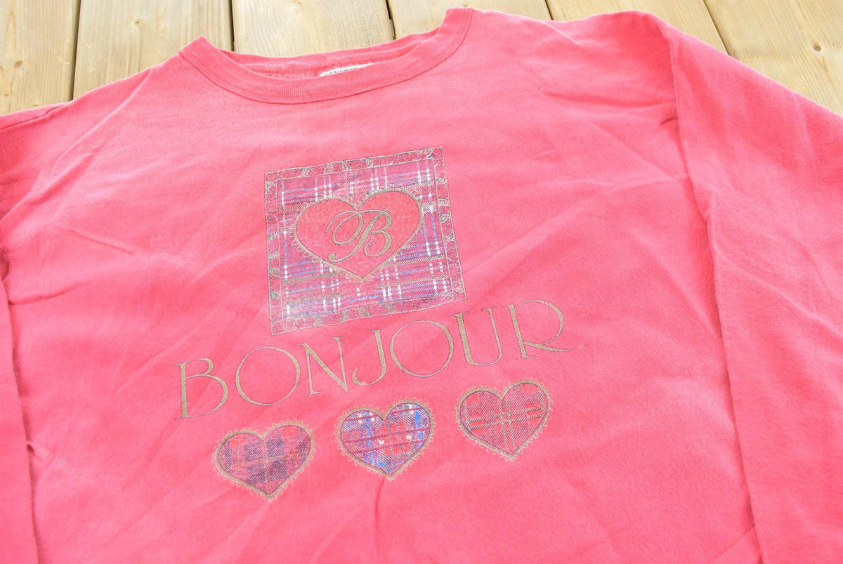 Vintage 1990s Bonjour Crewneck Sweatshirt Men's L from propervintagecanada
