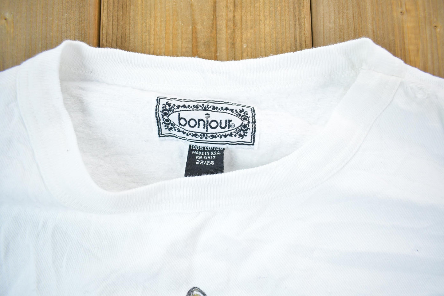 Vintage 1990s Bonjour Crewneck Sweatshirt Men's XL from propervintagecanada