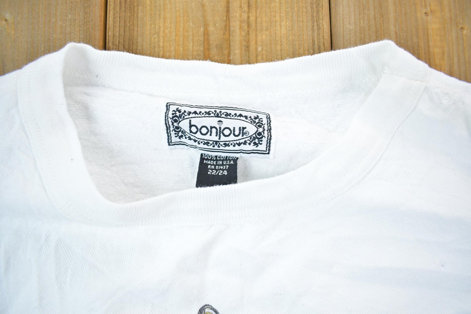 Vintage 1990s Bonjour Crewneck Sweatshirt Men's XL from propervintagecanada