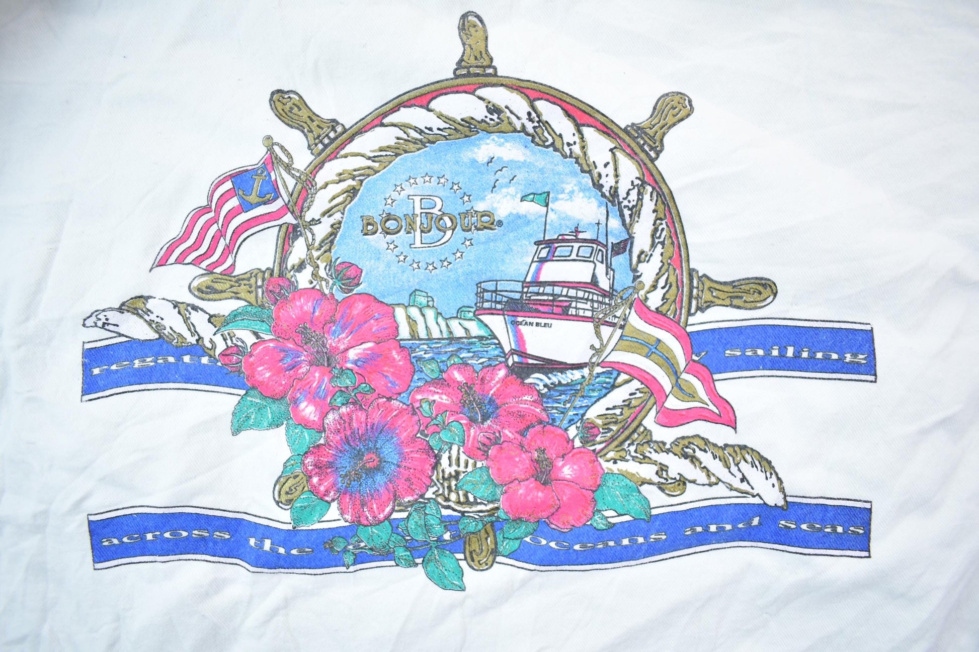 Vintage 1990s Bonjour Crewneck Sweatshirt Men's XL from propervintagecanada