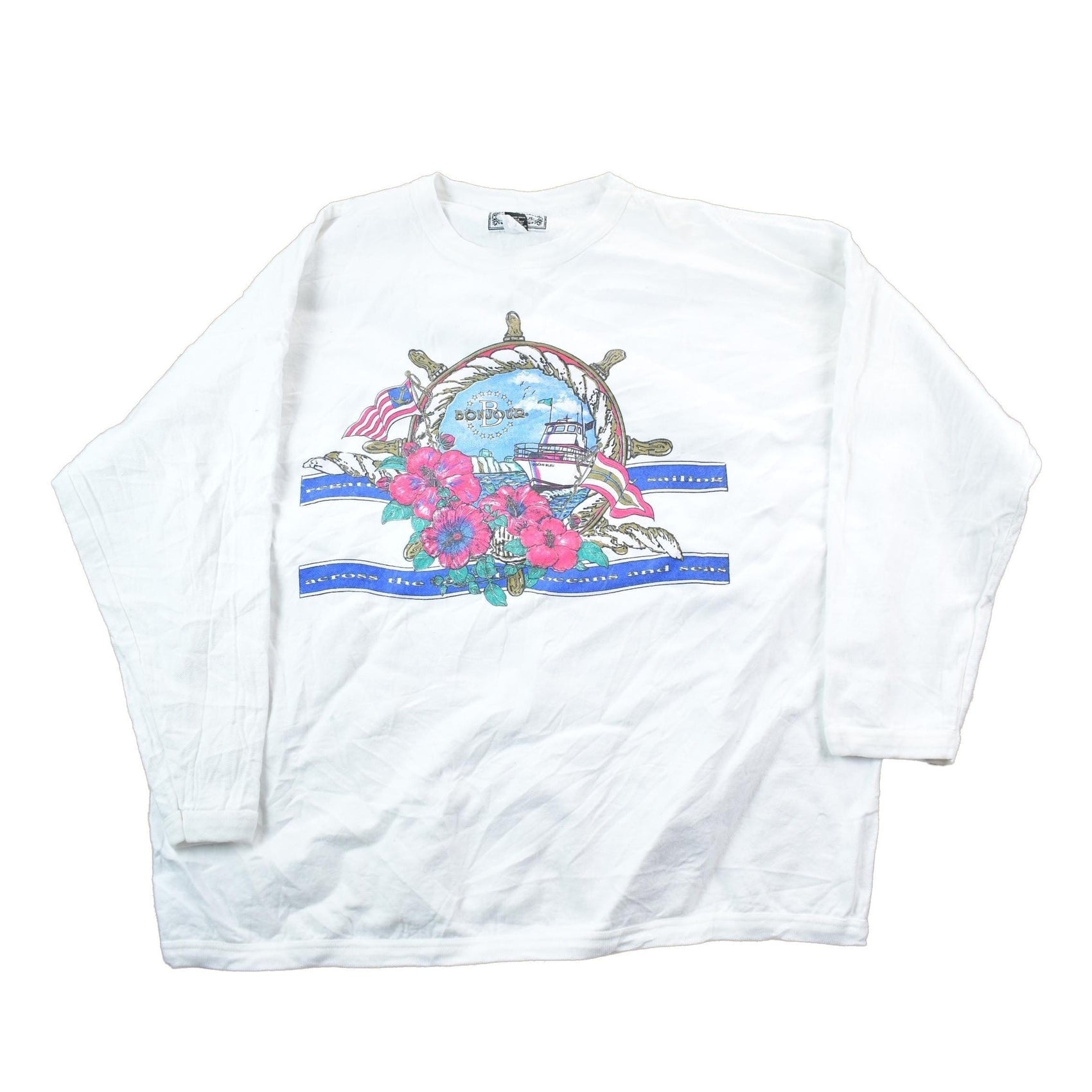 Vintage 1990s Bonjour Crewneck Sweatshirt Men's XL from propervintagecanada