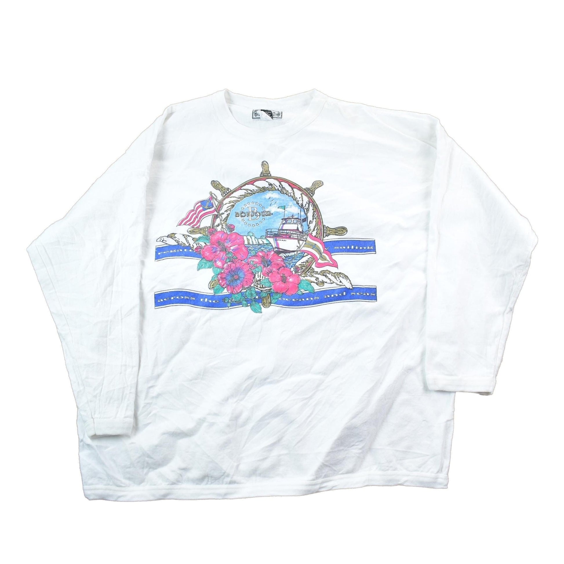 Vintage 1990s Bonjour Crewneck Sweatshirt Men's XL from propervintagecanada