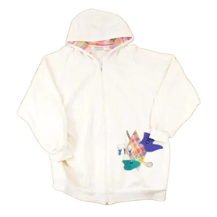 Vintage 1990s Bonnie Blain Plaid Golf Embroidered Hoodie Shirt Womens XL from propervintagecanada
