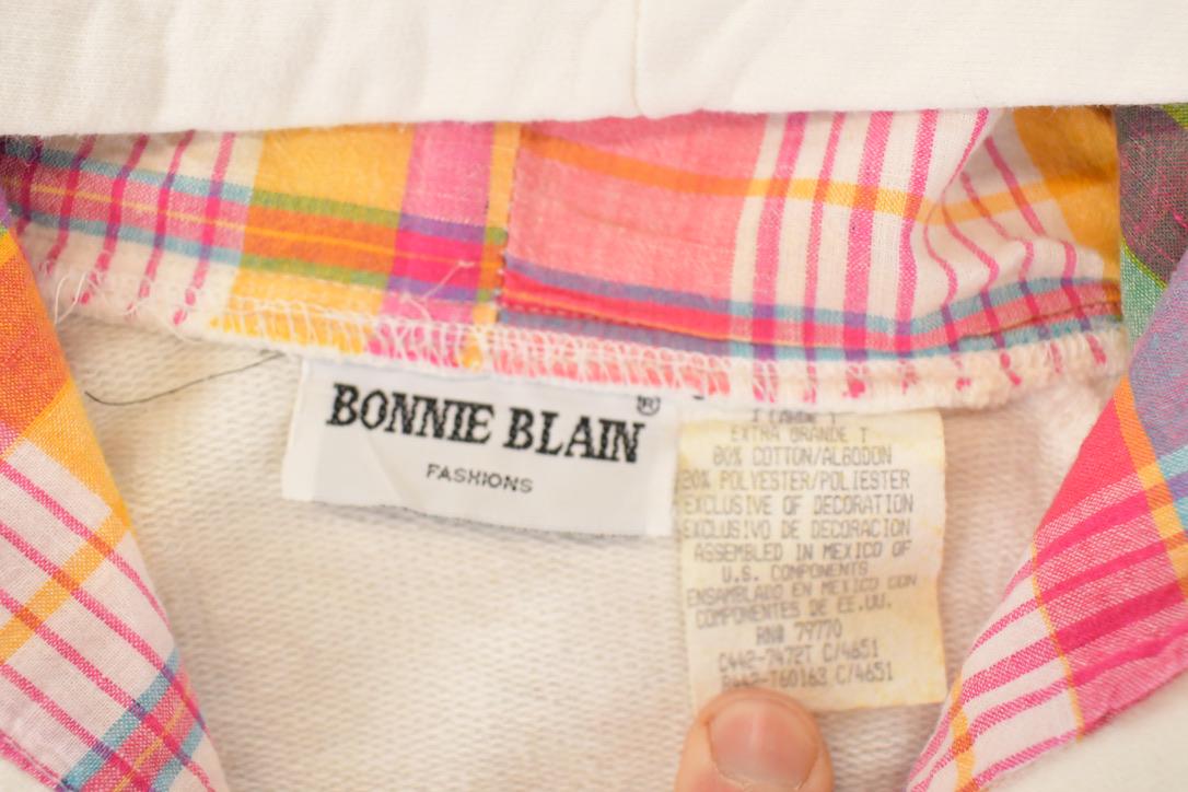 Vintage 1990s Bonnie Blain Plaid Golf Embroidered Hoodie Shirt Womens XL from propervintagecanada